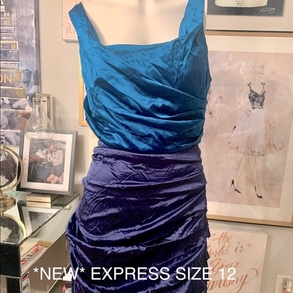 Express Dresses & Skirts - Express Colorblocked ruched dress